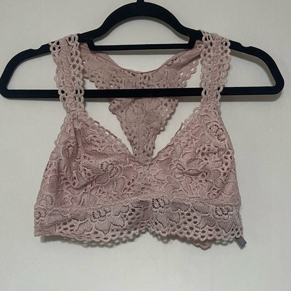 Aerie LIKE NEW pastel pink lace racerback boho bralette size L - Picture 1 of 4